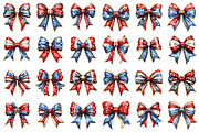 Whimsical Patriotic Bow Clipart, an Illustration by designcity5 (Thumbnail 2 of 5)