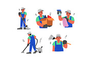 Cleaning Service Man Character Vol 1, a Work Illustration by SLAB! Design (Thumbnail 2 of 3)