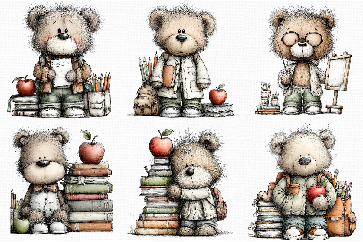 Whimsical Back to School Teddy Bear, an Animal Illustration by Libby Wishes (Photo 2 of 6)