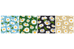 Chamomile daisy flower seamless, an Object Illustration by winwin.art