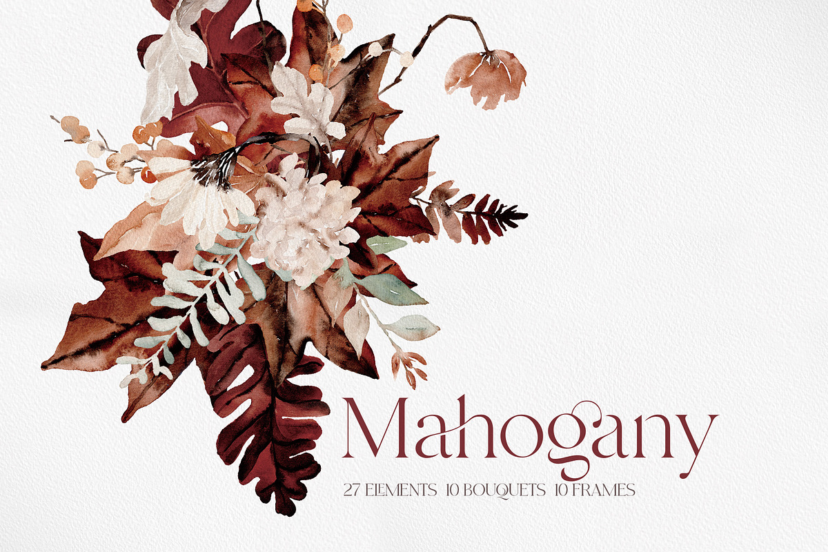 Watercolor Clipart - MAHOGANY FALL, a Decorative Illustration by Beigetime (Photo 1 of 15)