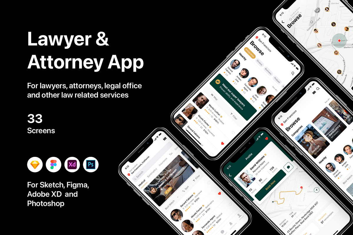 Lawyer & Attorney App, an UI Kit Template by flr.24 (Photo 1 of 2)