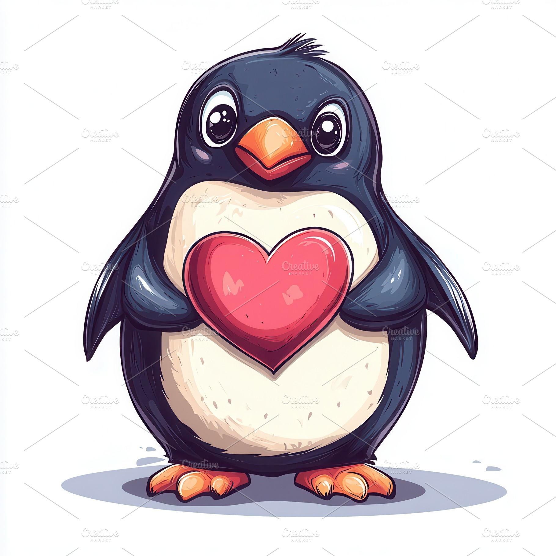 Cute Penguin Holding Heart Valentine, an Animal Photo by Pixeness Studio