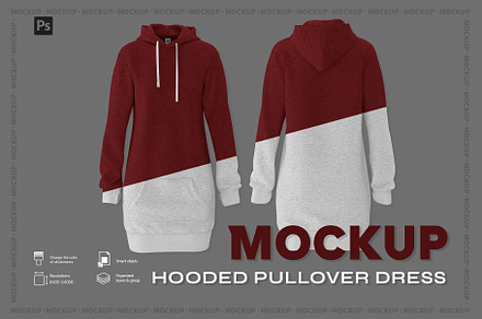 Hooded pullover dress mockup., a Hoody Mockup by Irena Matiash shop