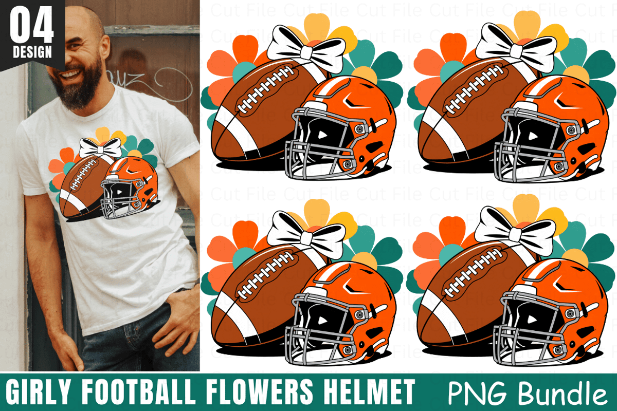 Girly Football Flowers Helmet PNG Bu, a Graphic by Cut File (Photo 1 of 5)