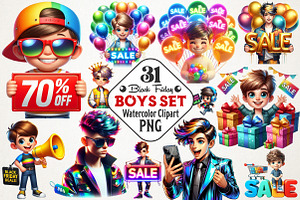 Black Friday Boy Sublimation Clipart, an Illustration by RobertsArt
