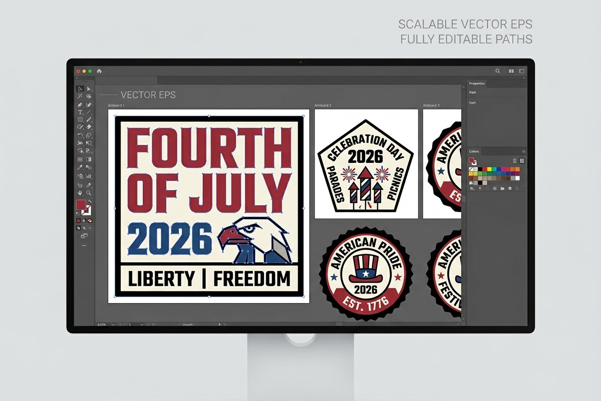 4th July 2026 Event Badge EPS Bundle, an Object Graphic by NH graphic (Photo 4 of 10)