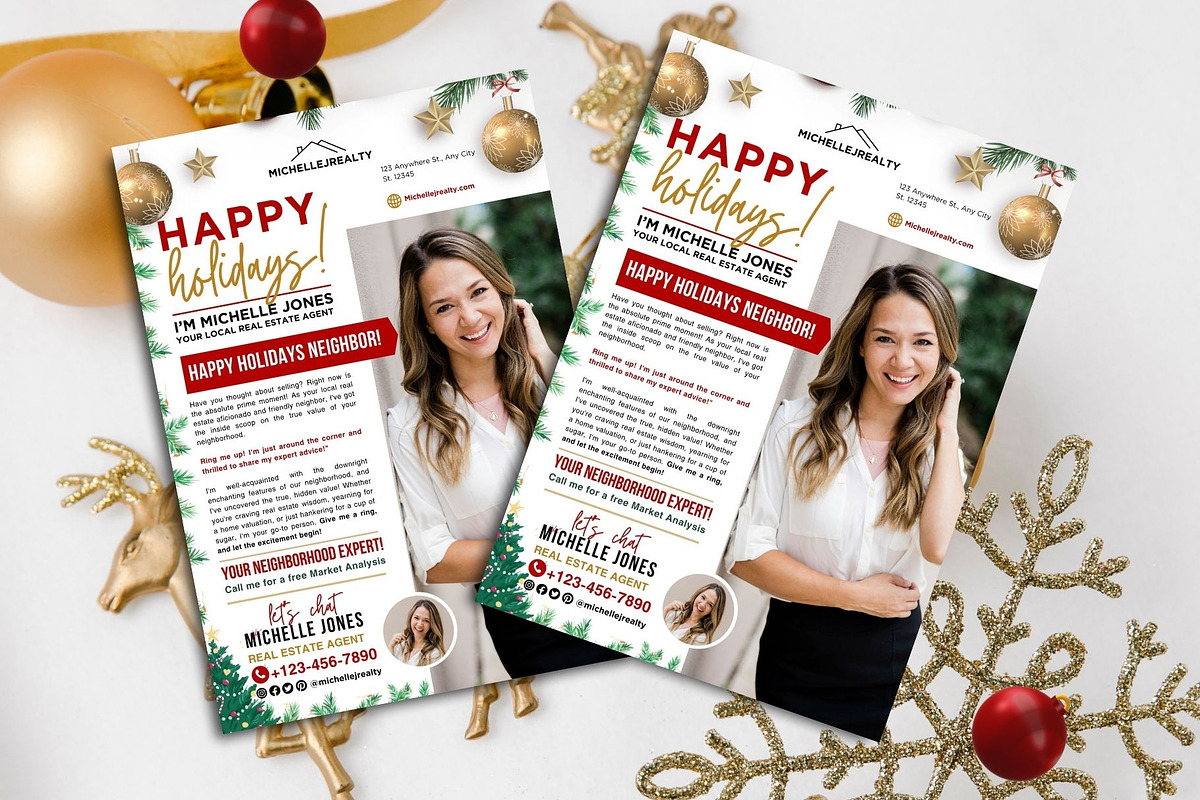 Christmas Real Estate Flyer Canva, a Flyer Template by CreativeVinesStore (Photo 1 of 5)