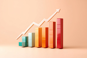 Bar graph showing upward trend with colorful blocks on a light background, a Business Photo by AlyaAnd