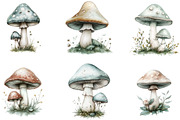 Watercolor Mushroom Clipart, an Illustration by Designking (Thumbnail 2 of 5)