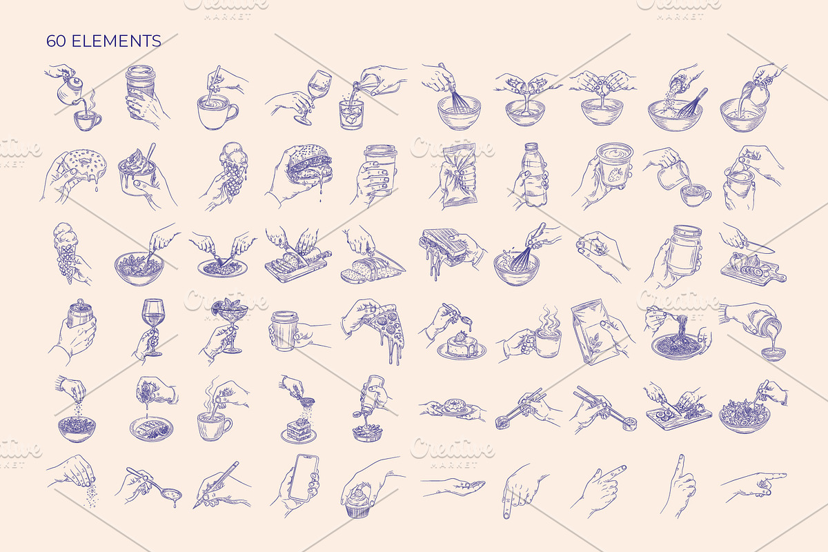 Hands in Action – Illustration Kit, a Food Illustration by Chaka_32 (Photo 2 of 4)