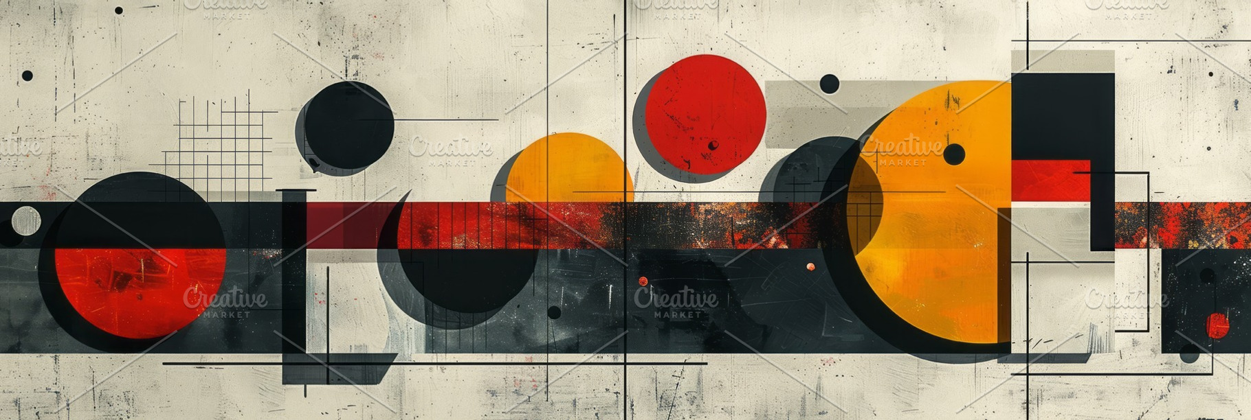 Abstract geometric composition with circles, squares and rectangles illustratio, a Background Photo by ImageMir