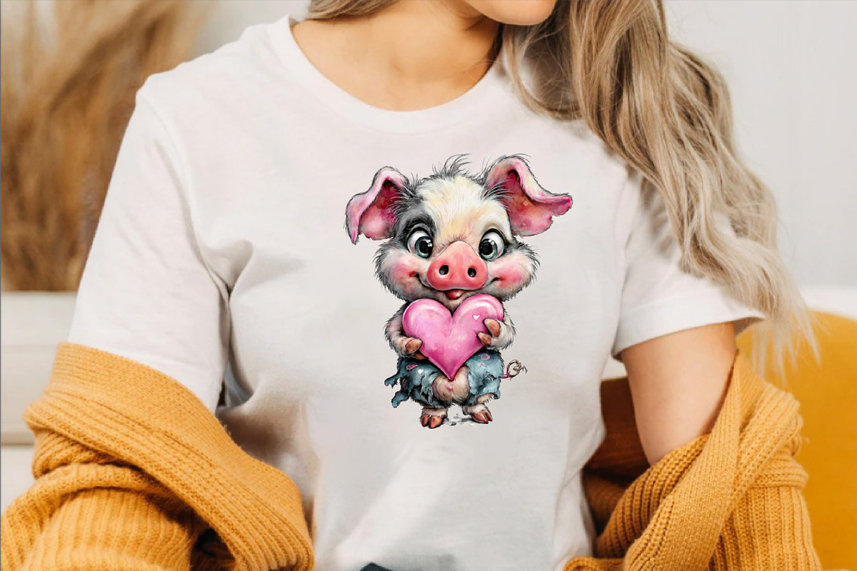 Quirky Valentine Pig Clipart, an Illustration by SVGArt (Photo 7 of 8)