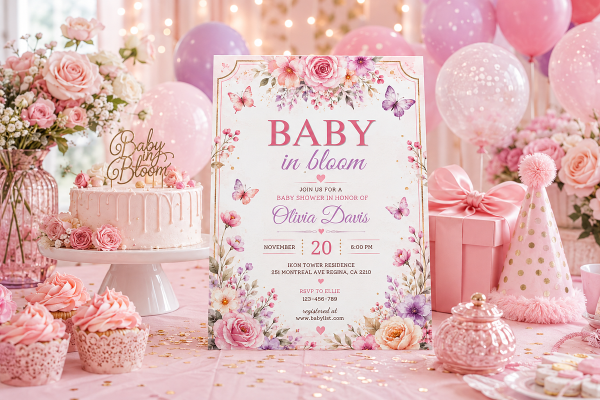 Baby in Bloom Shower Flyer Template, a Flyer Template by S Graphic Studio (Photo 8 of 11)