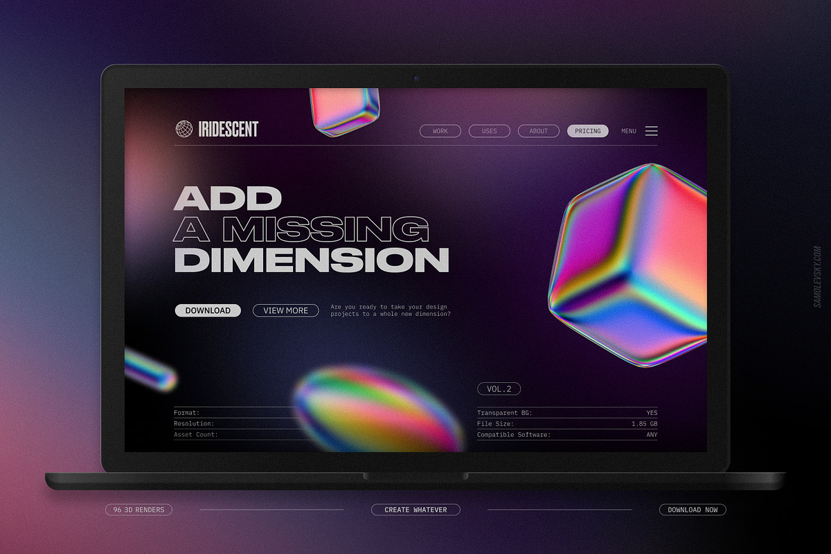Iridescent Geometric 3D Shapes vol.2, an Object Graphic by Samolevsky (Photo 22 of 23)