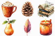 Watercolor Velvet Autumn Clipart, an Illustration by Craft Nest (Thumbnail 2 of 6)
