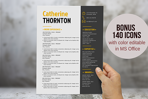 Bold 2 In 1 Word Resume Template Pkg