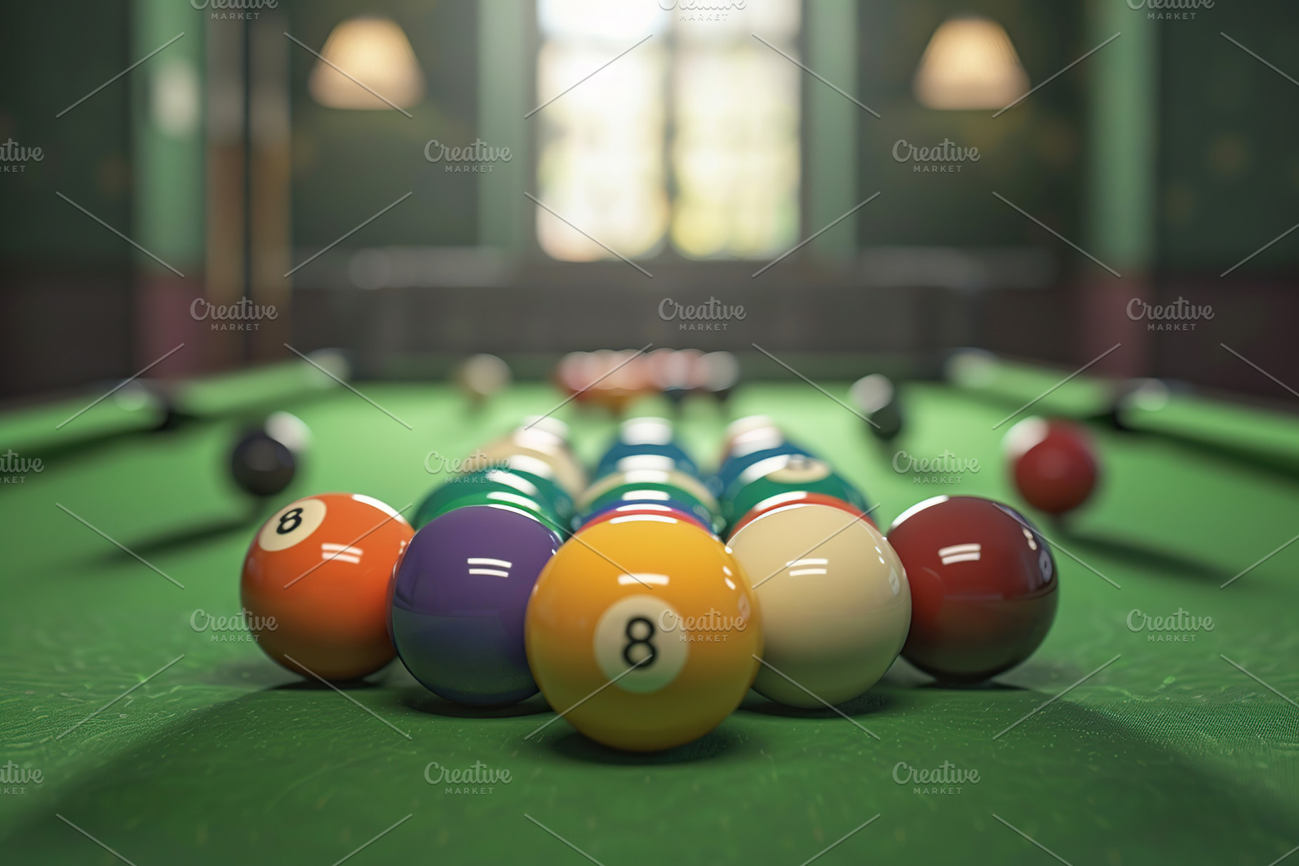Colorful billiard balls on snooker table, a Sports & Recreation Photo by AlyaAnd