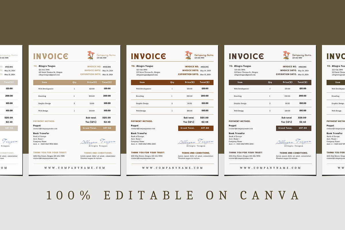 INVOICE CANVA TEMPLATE, a Print Template by The Little Lily Studio (Photo 3 of 5)