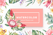 Watercolor Tropical Flowers Set, an Object Graphic by Kotulska (Thumbnail 1 of 4)