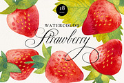 Watercolor Strawberry Fruits Clipart, a Food Illustration by Olga Begak Art & Design (Thumbnail 1 of 5)