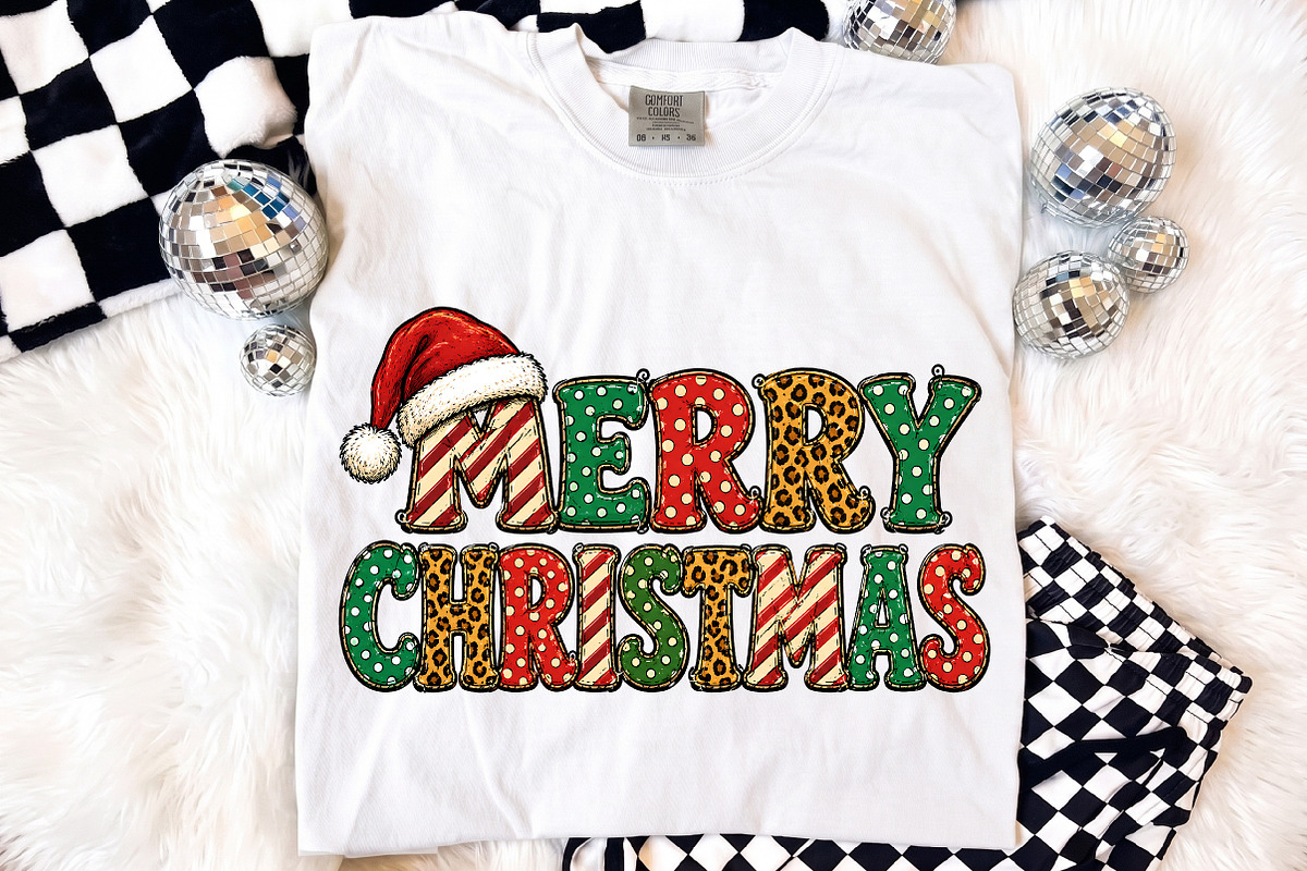 Merry Christmas PNG, Retro Patterned, a Seasonal Illustration by Libby Wishes (Photo 2 of 4)