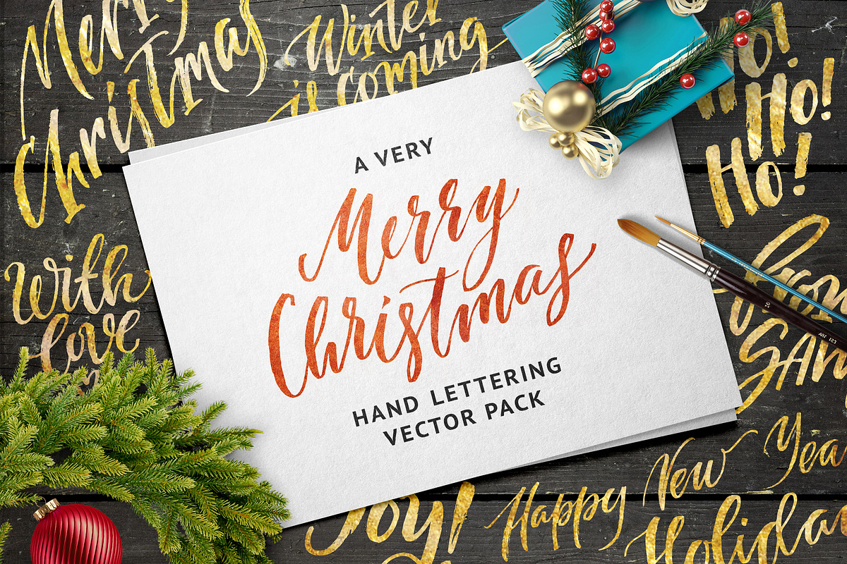 Merry Xmas Handlettering Vector, a Decorative Illustration by Spencerian Sisters (Photo 1 of 9)