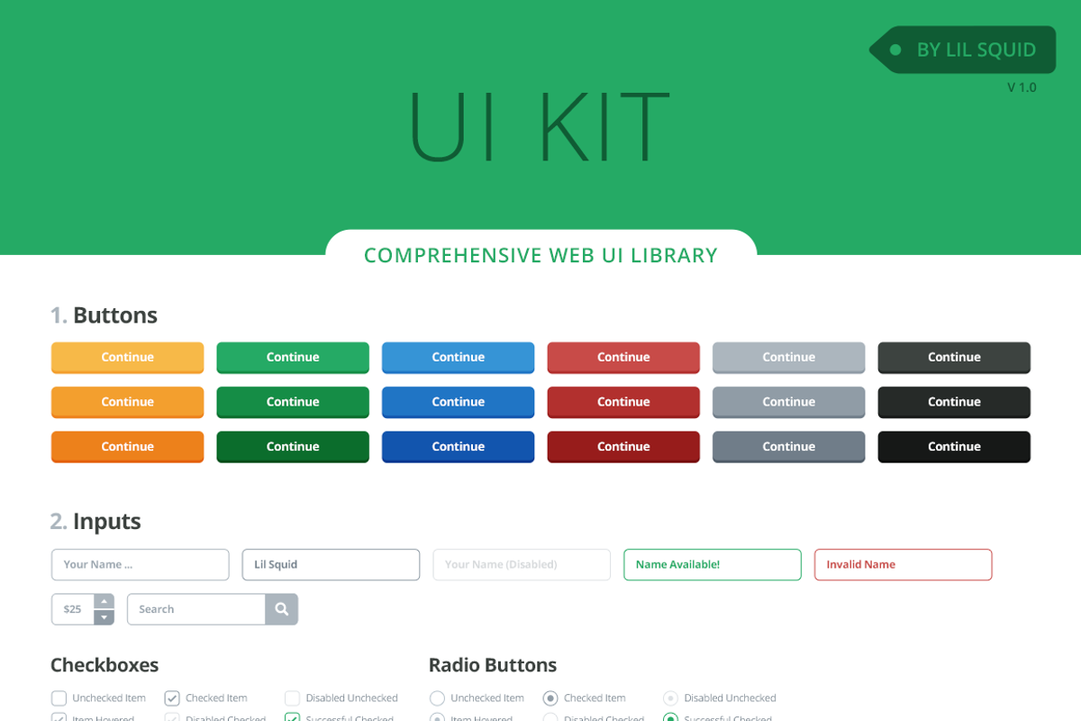 Lil UI Kit - PSD Vector UI Library, an UI Kit Template by Lil Squid (Photo 2 of 5)