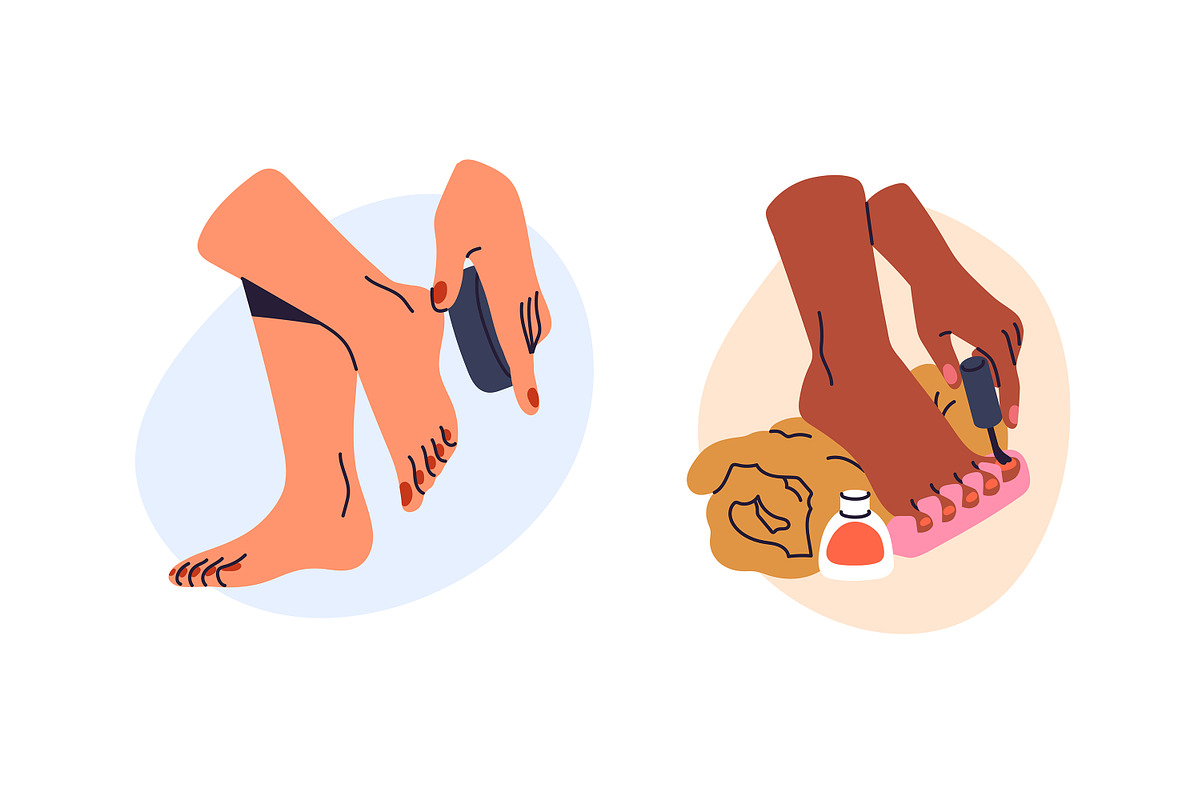 Female feet beauty procedures set, a Person Illustration by PaperTrident (Photo 3 of 5)