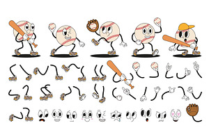 Baseball retro character. Sport ball, a Sport Illustration by Valerie Bodnar