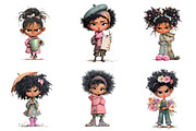 Whimsical Grumpy Black Girl Clipart, a Seasonal Illustration by designcity5 (Thumbnail 3 of 5)