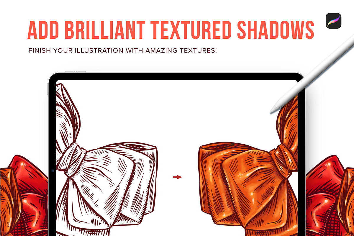 5 Ribbon Procreate Stamp Brushes, a Brush Add-On by Riveros Illustration (Photo 6 of 12)