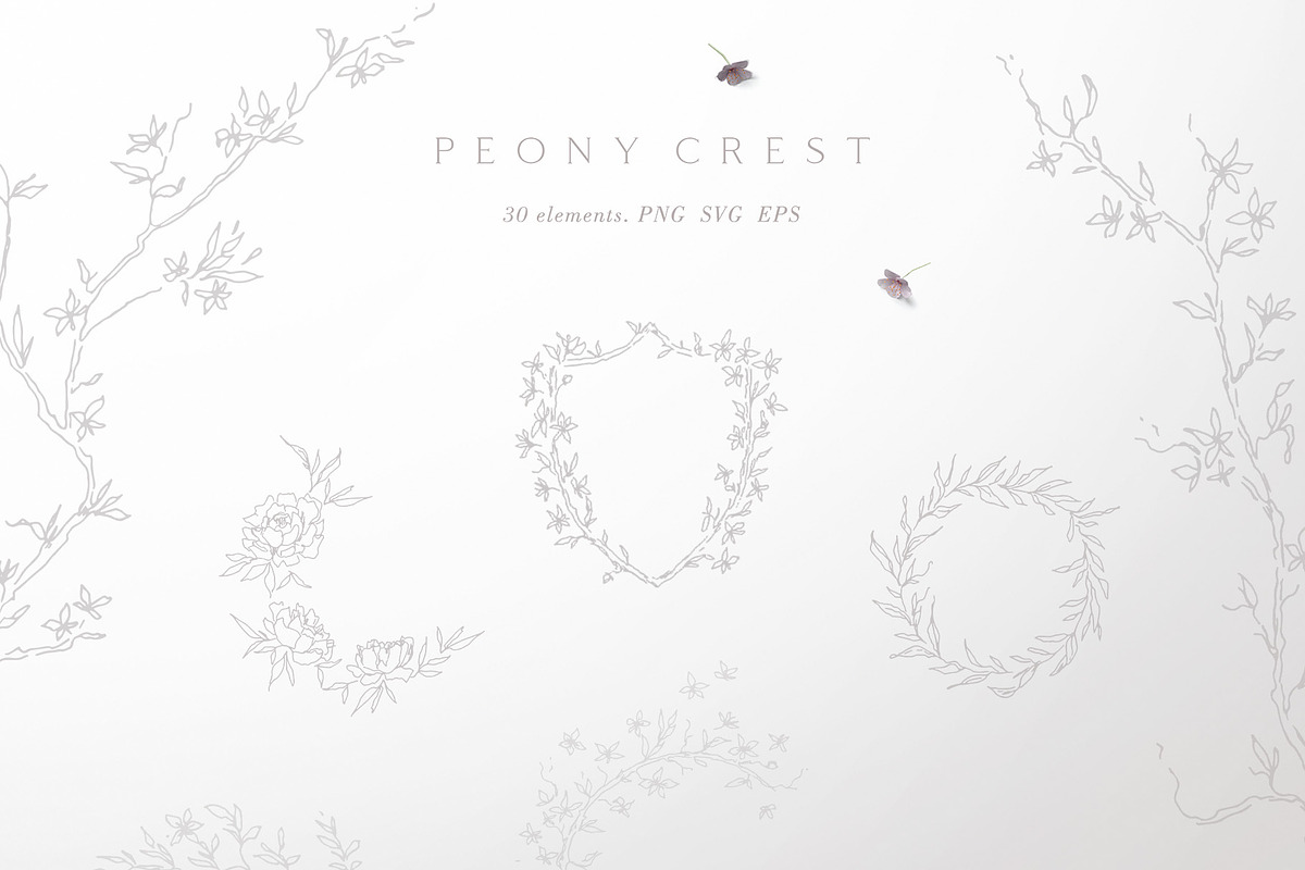 Flower Wreath, Botanical crest, an Illustration by Summer Nightingale Art (Photo 8 of 8)