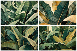 24 Banana Leaf Illustrations