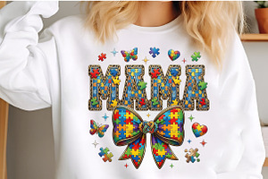 Coquette Autism Mama PNG, Autism Mam, an Illustration by designcity5