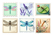 Dragonfly Postage Stamps Clipart, an Illustration by Daily.Designs (Thumbnail 5 of 5)