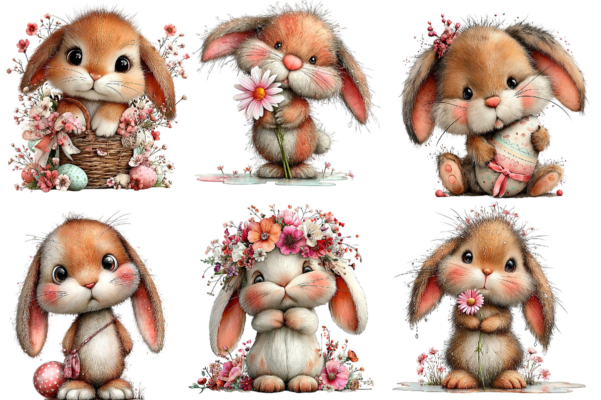whimsical easter bunny clipart, an Illustration by Designworld (Photo 4 of 4)