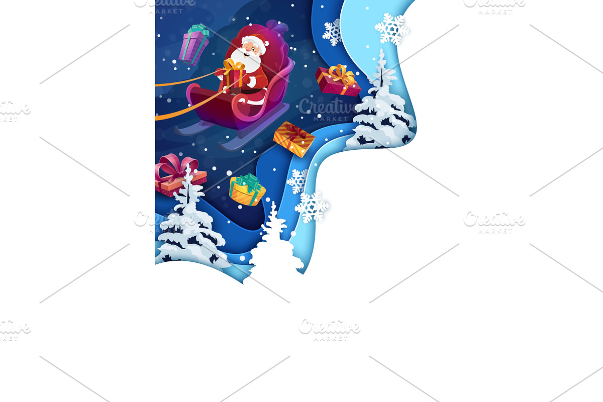 Christmas paper cut poster, a Decorative Illustration by Vector Tradition (Photo 1 of 3)