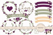 Plum Floral Wedding Vectors, an Illustration by Amanda Ilkov (Thumbnail 1 of 4)