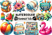 Watercolor Summer Vibe Clipart, an Illustration by Black Bird Studio (Thumbnail 1 of 6)