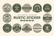Rustic Farm Organic Sticker Badge Se, an Object Graphic by DesignerCandies (Thumbnail 1 of 6)