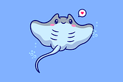 Cute Stingray Fish Swimming Cartoon, an Animal Illustration by Catalyst Labs (Thumbnail 2 of 3)