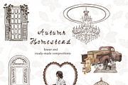 Autumn Homestead-Vintage Сlipart Set, a Seasonal Illustration by Amely.Art (Thumbnail 13 of 14)