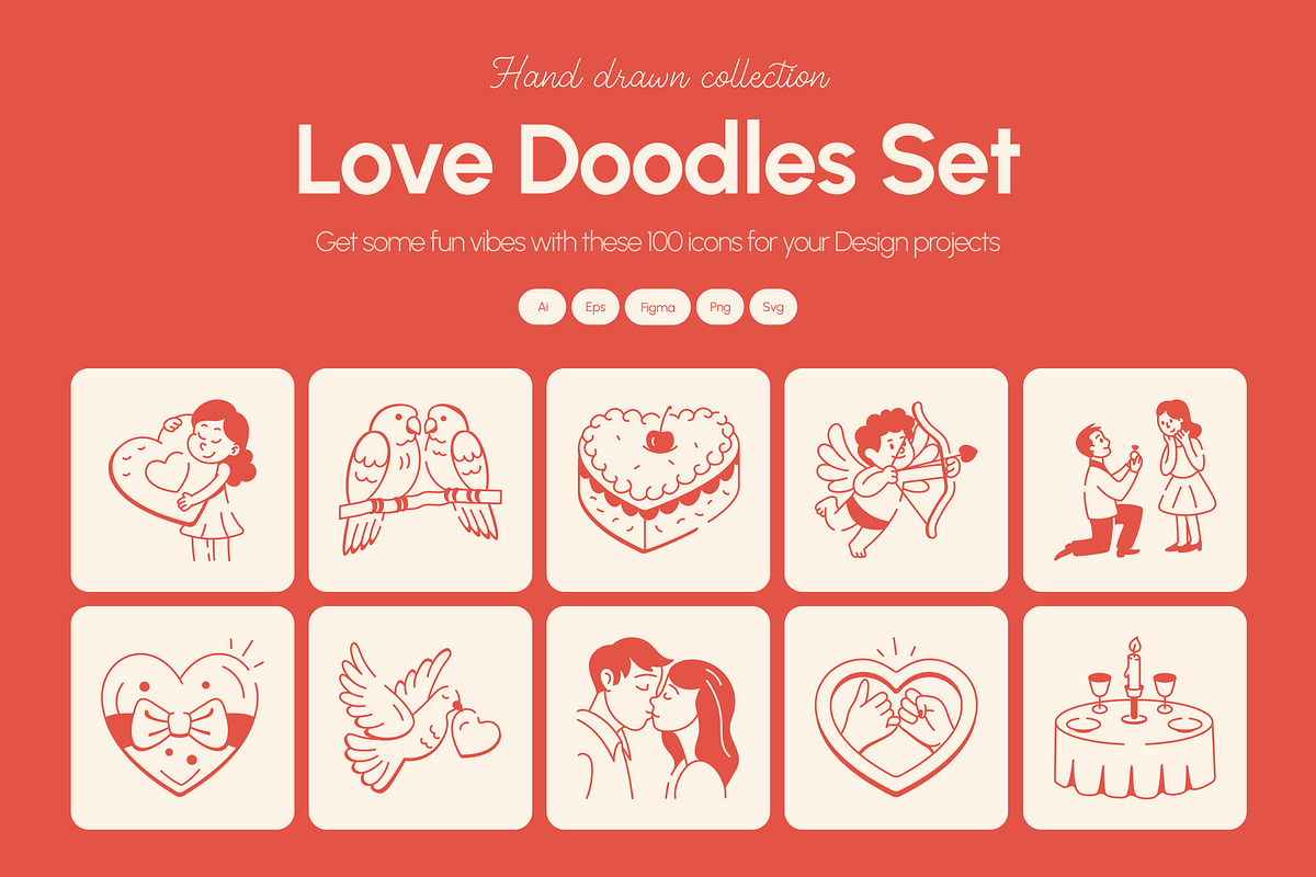Love Doodles Set, an Outline Icon by Vectors Market (Photo 1 of 9)