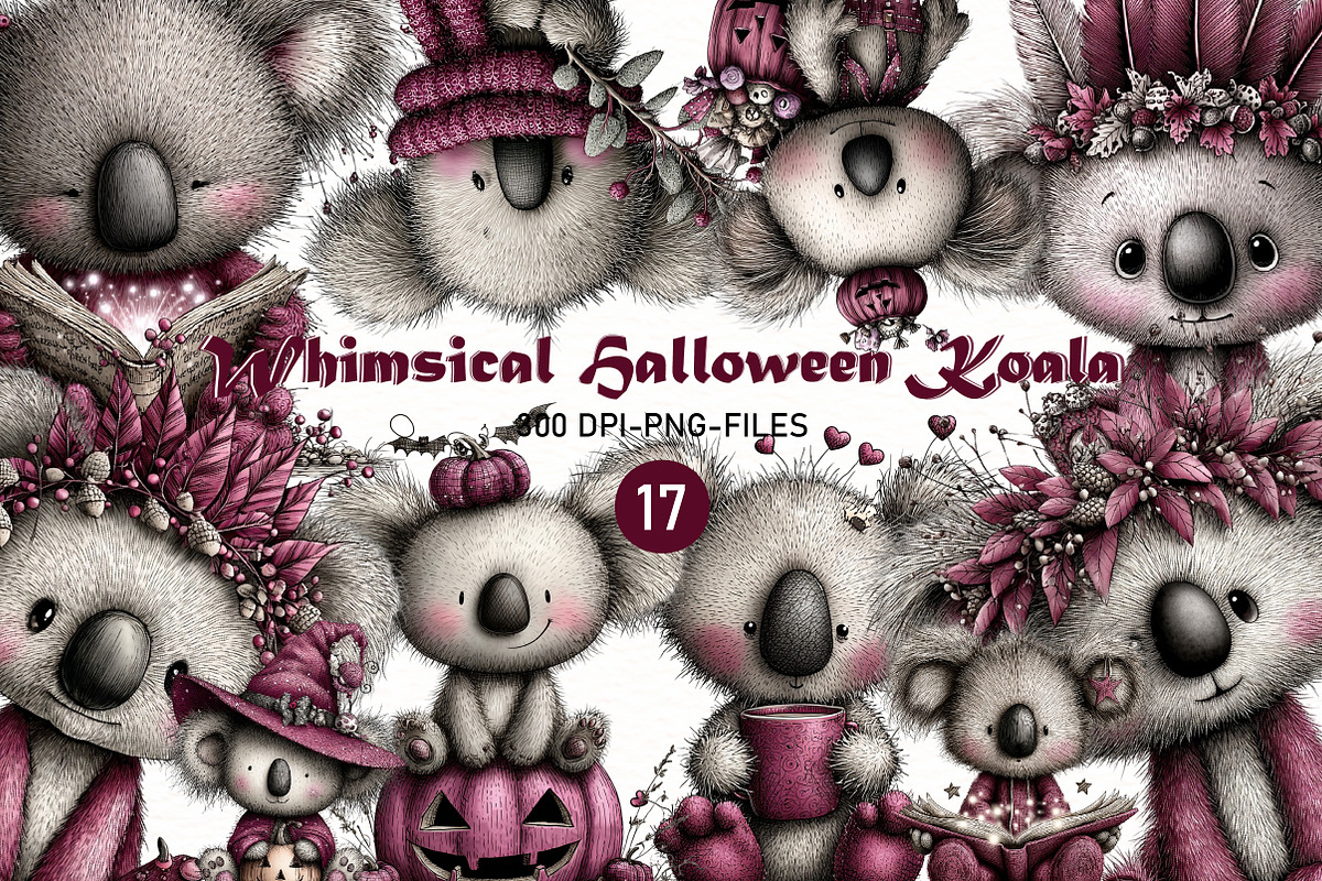 Whimsical Halloween Koala Clipart, a Seasonal Illustration by Designworld (Photo 1 of 8)