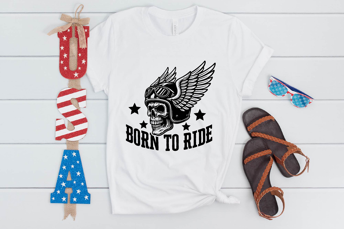 Born To Ride Winged Skull Biker SVG, an Object Graphic by BeeCraftR (Photo 2 of 5)