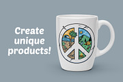 mountain and beach with peace symbol, an Illustration by gunaonedesign (Thumbnail 2 of 4)