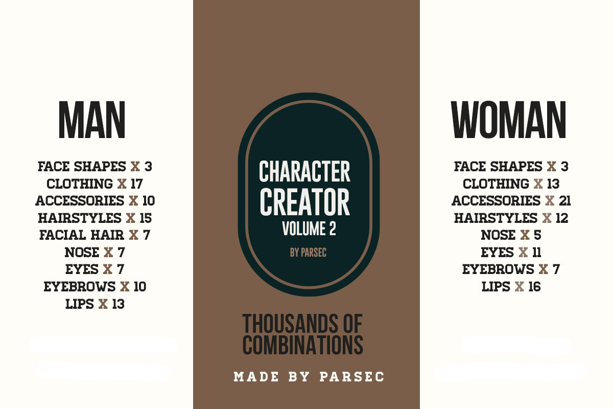 Character Creator Vol2 Photoshop, a Person Illustration by Parsec (Photo 4 of 4)
