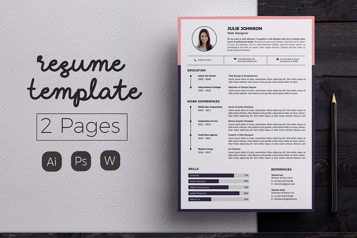Modern Resume & CV Template, a Resume Template by Hito Graphic (Photo 1 of 8)