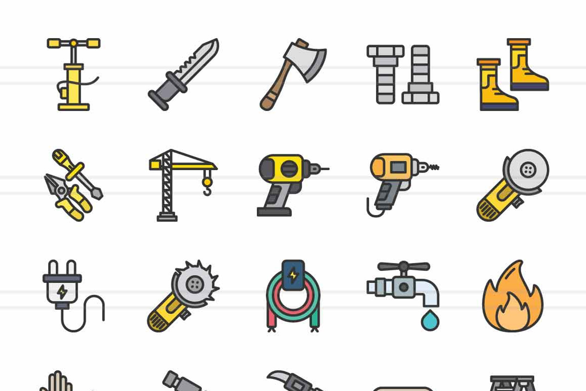 50 Tools Filled Line Icons, an Icon by IconBunny (Photo 2 of 2)